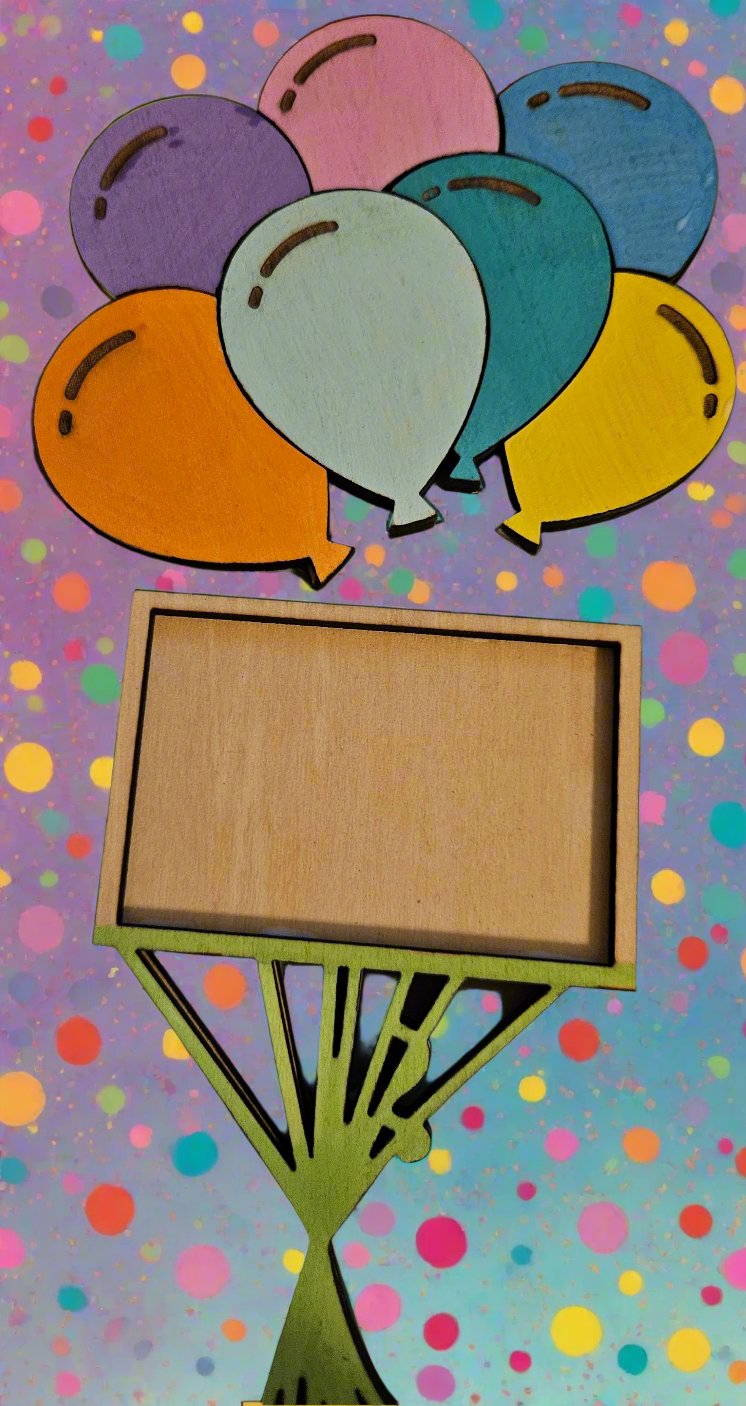 Hand-Painted Wooden Balloons Gift Card Holder