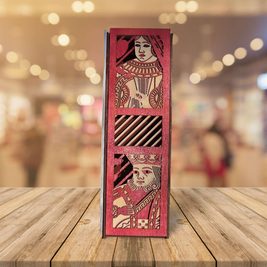 King & Queen Playing Card Wooden Wine Box