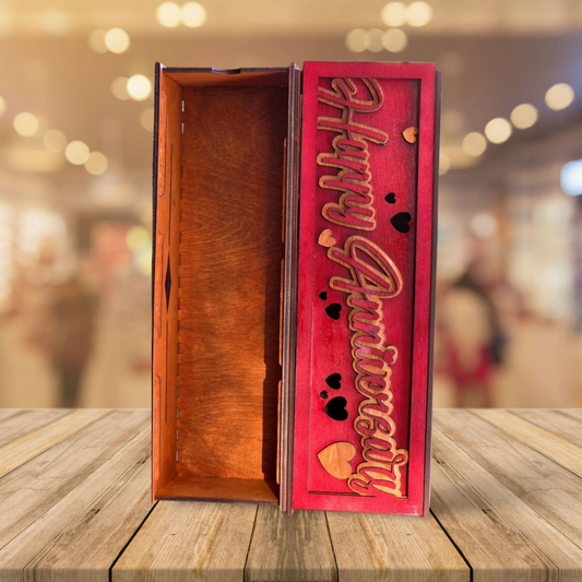 Happy Anniversary Wooden Wine Box