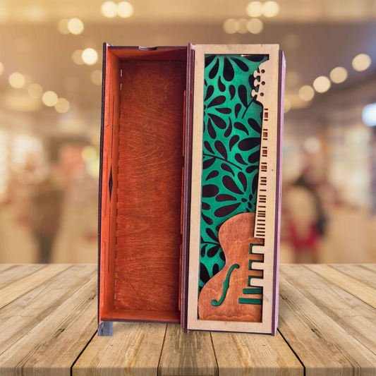 Acoustic Guitar Wooden Wine Box