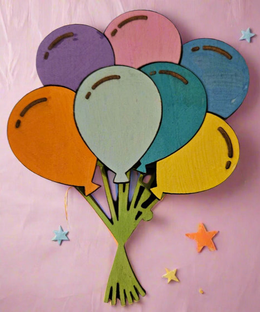 Hand-Painted Wooden Balloons Gift Card Holder