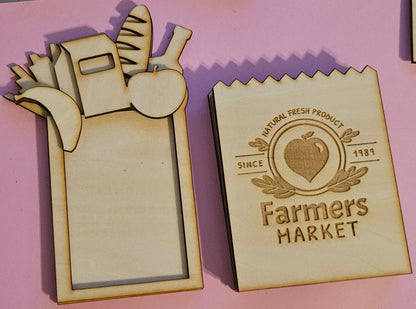 Introducing the MarketFresh™ Wooden Grocery Bag Gift Card Holder: